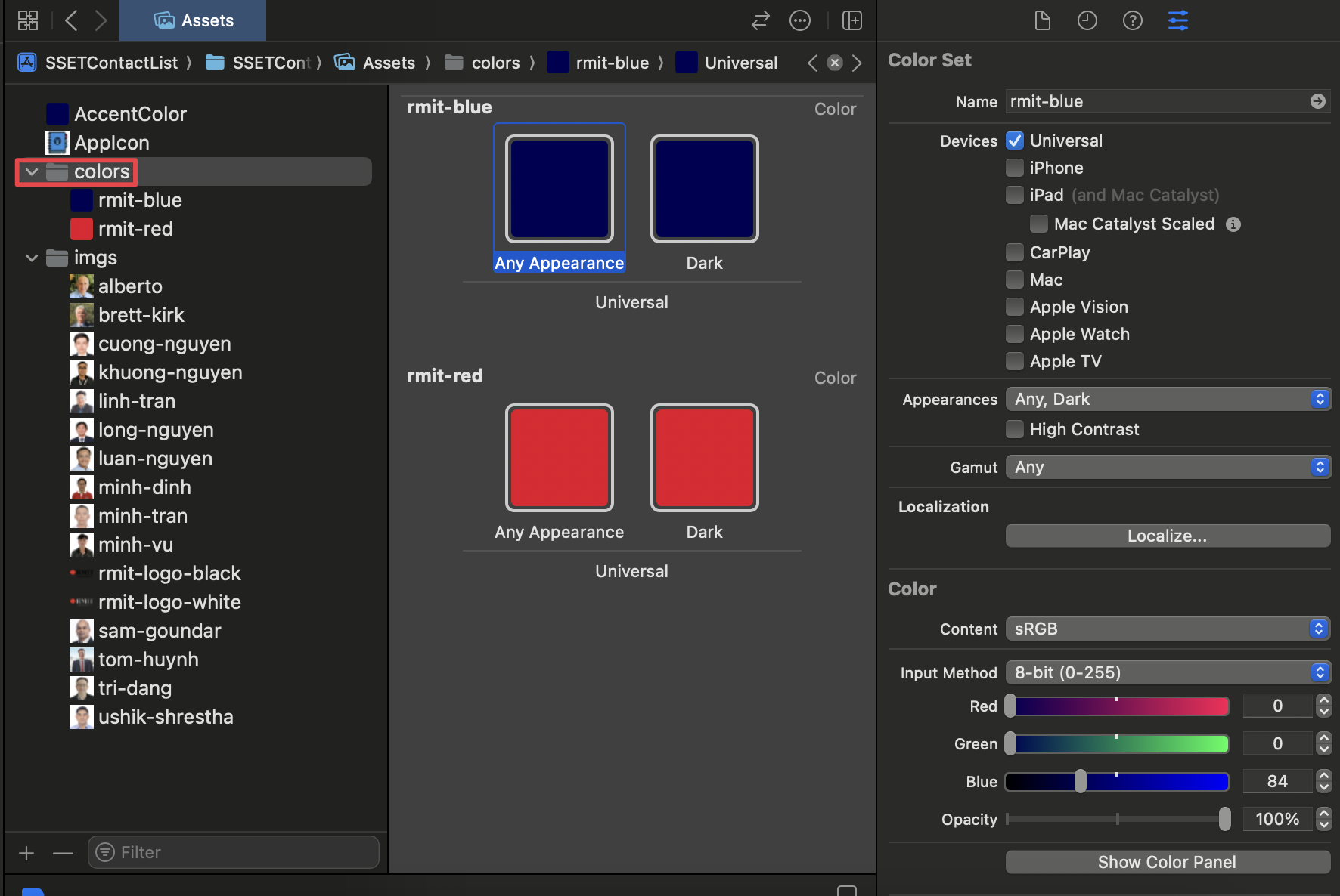 Add Colors to Project