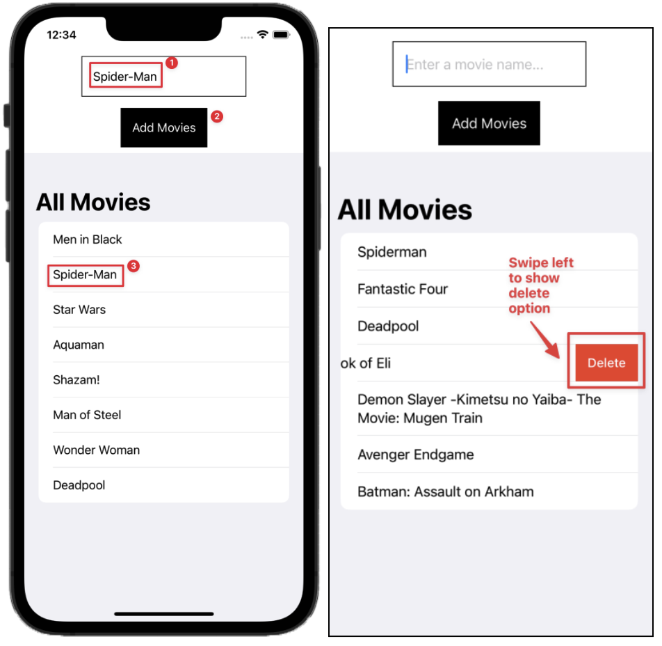App Movie List Features