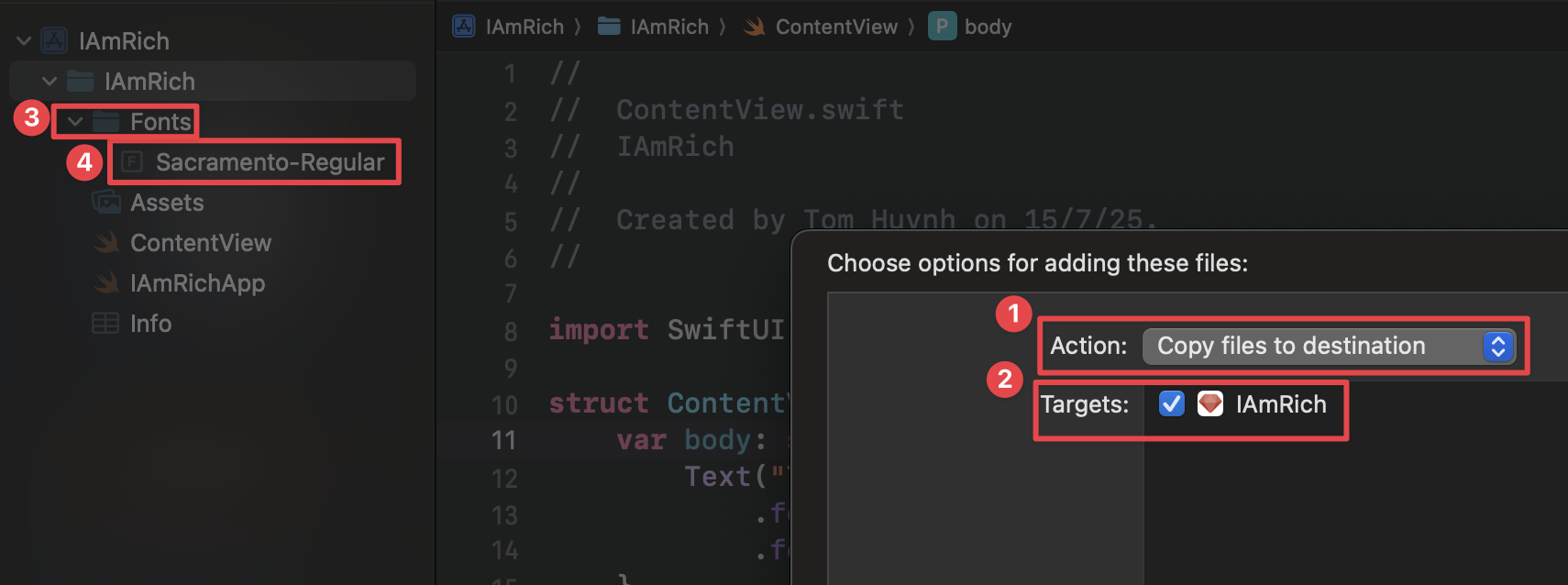 Add Font Files to Xcode
