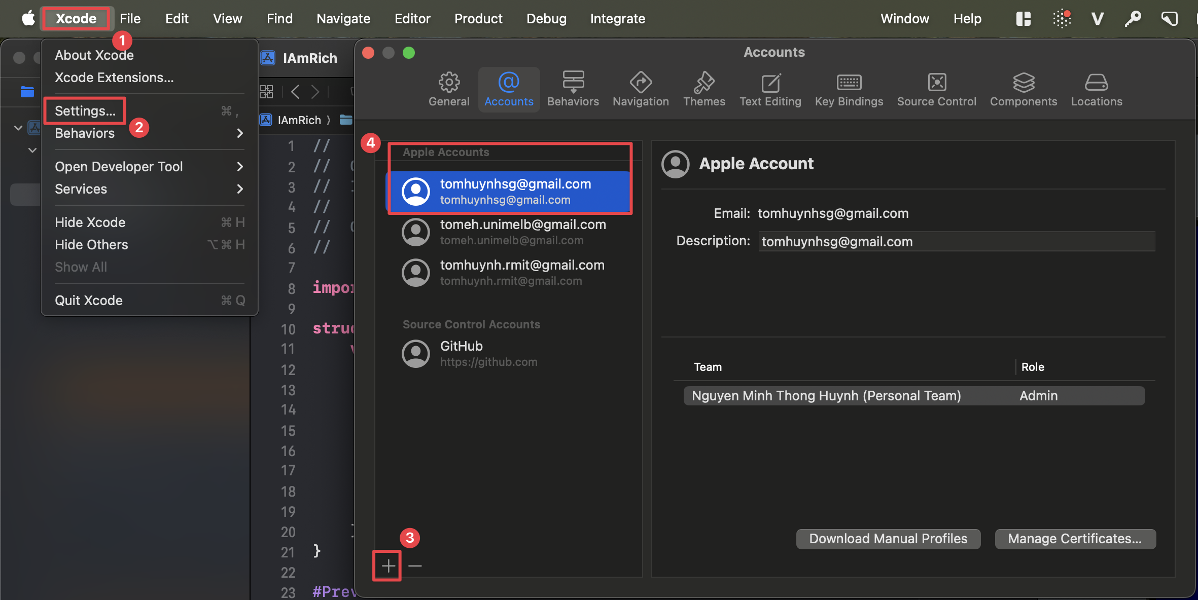 Add Your Apple Developer Account