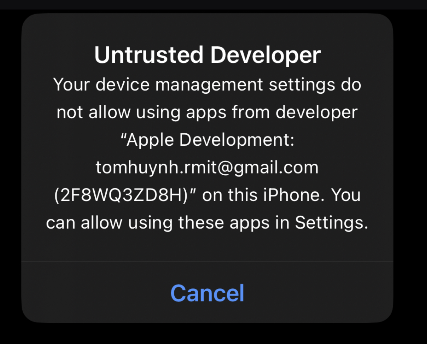 Trust the Developer on Your Device