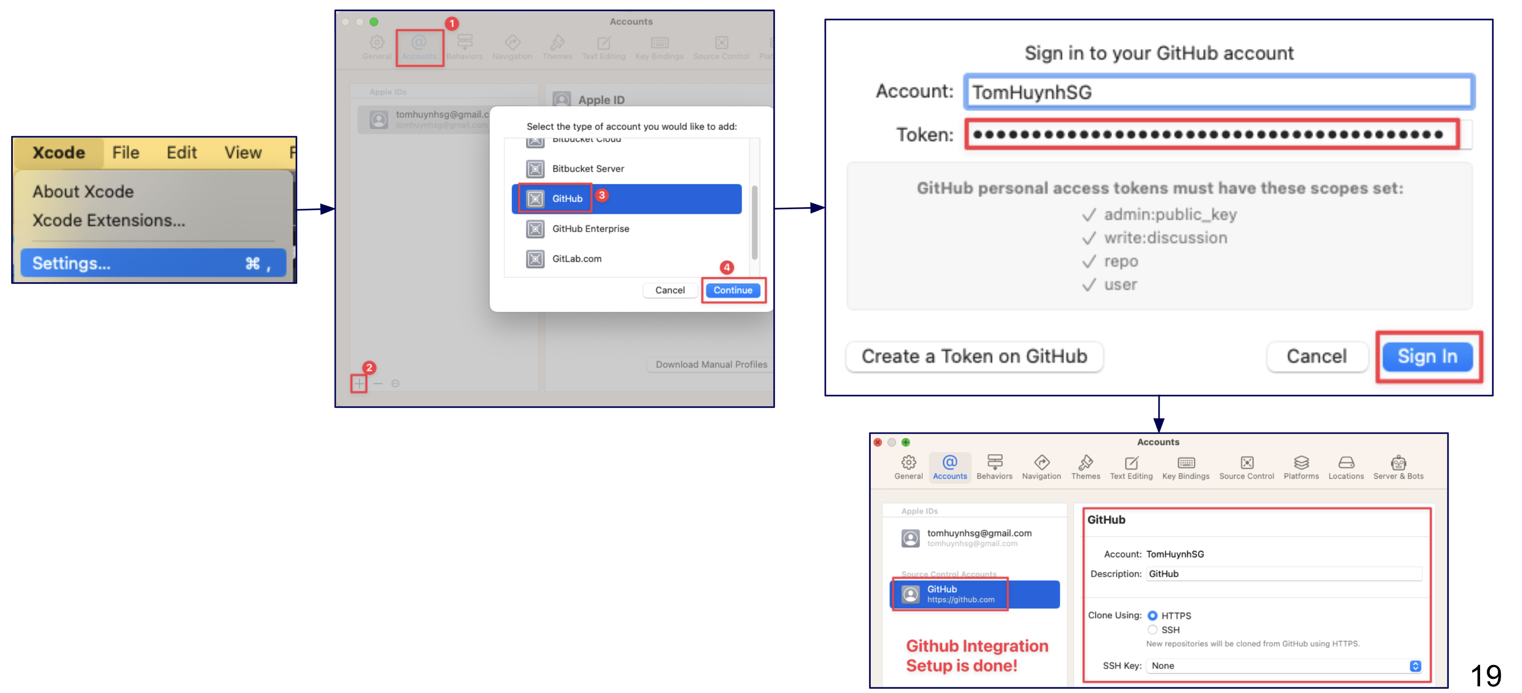 Add GitHub Account to Xcode