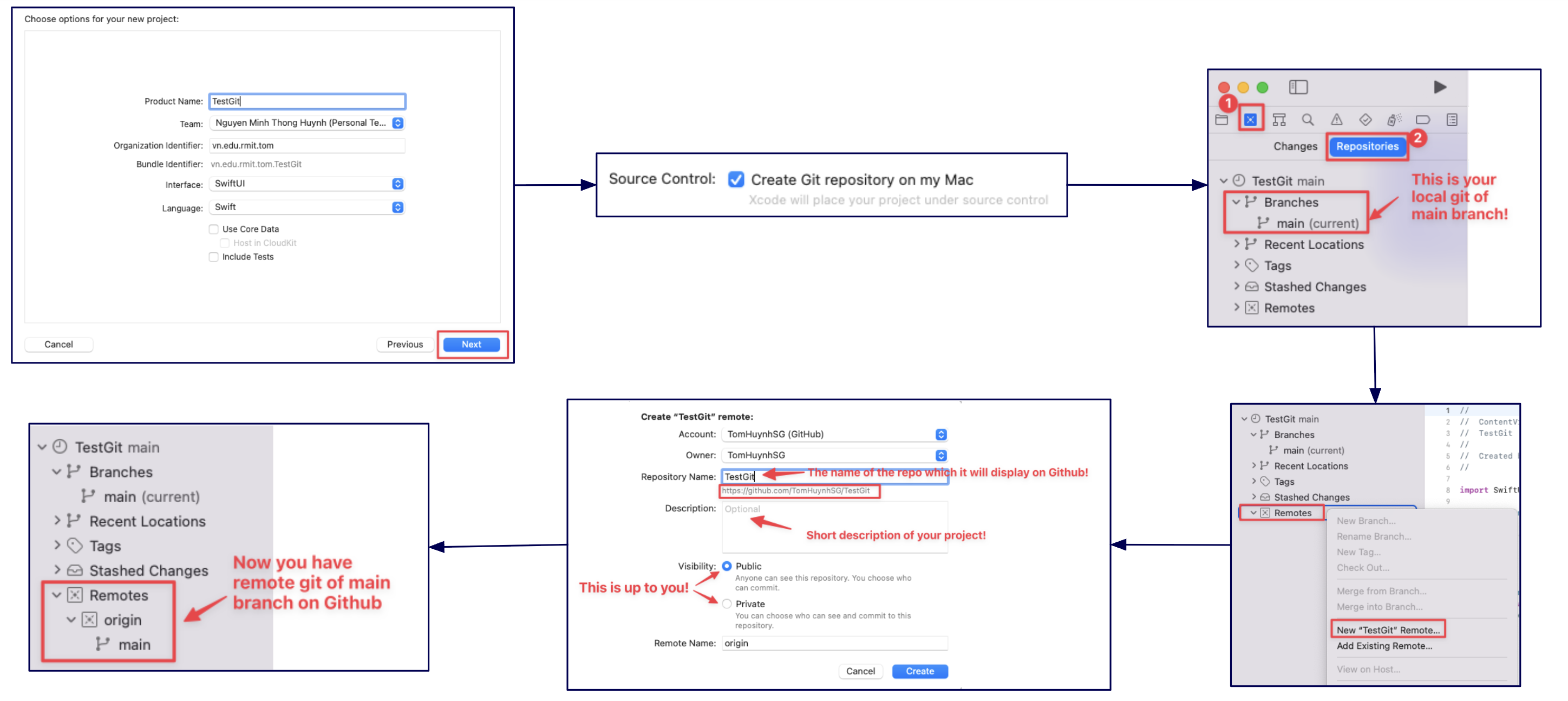 Create New Remote Repository from Xcode