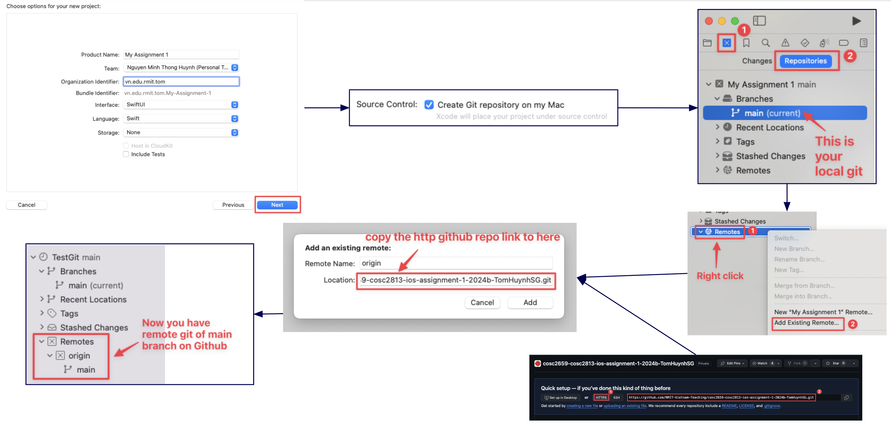 Add Existing Remote in Xcode