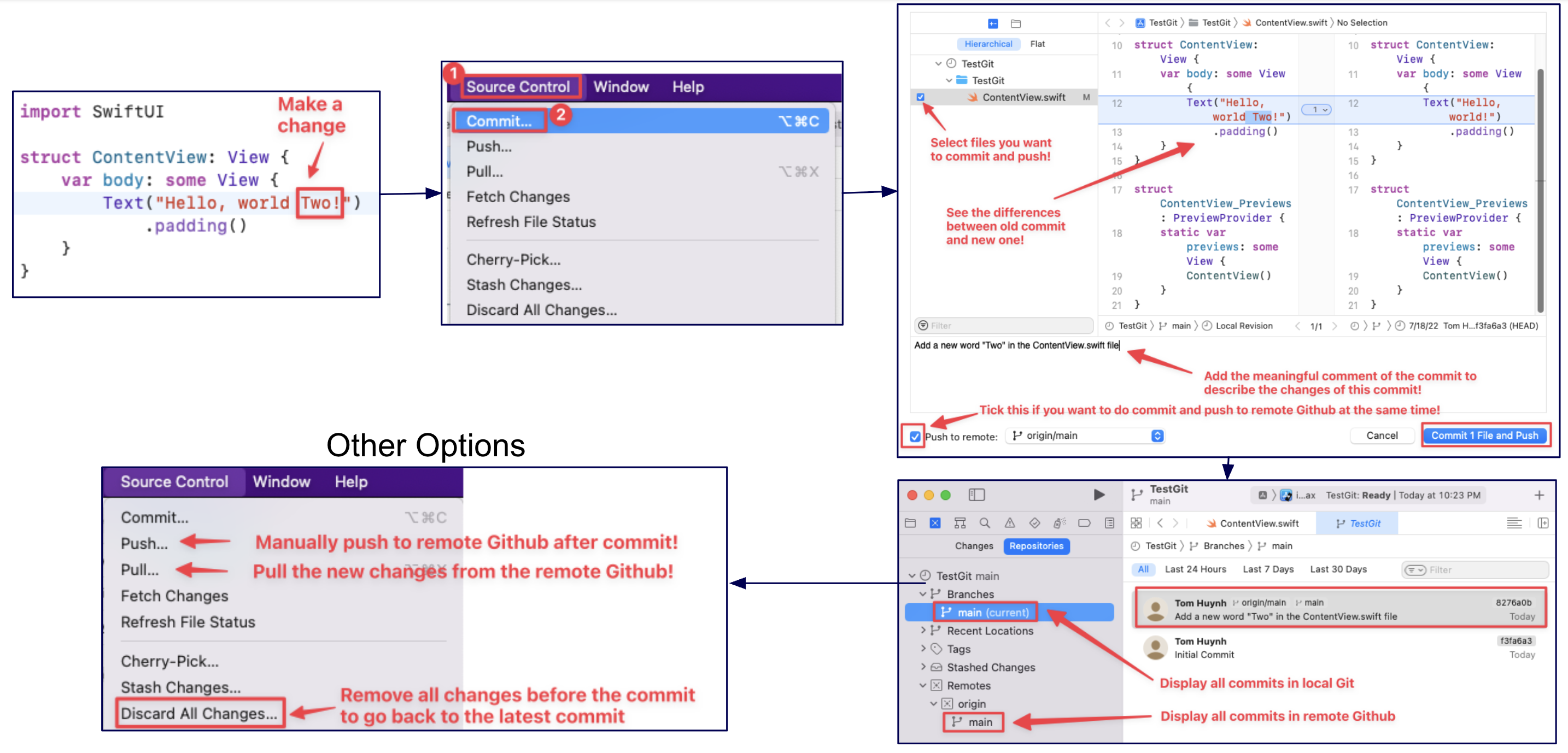 Commit and Push workflow in Xcode